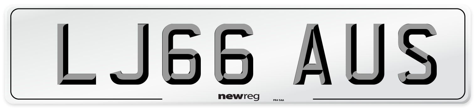 LJ66 AUS Number Plate from New Reg
